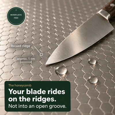 Raised honeycomb ridges the blade rides on