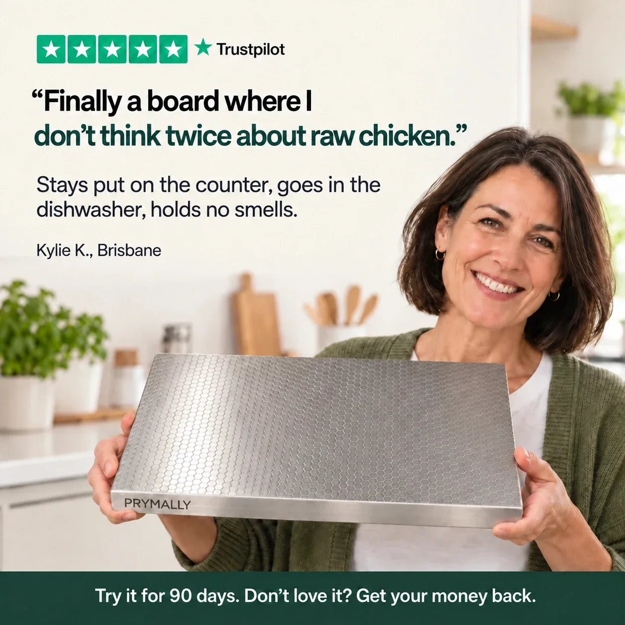 Customer holding the Prymally chopping board